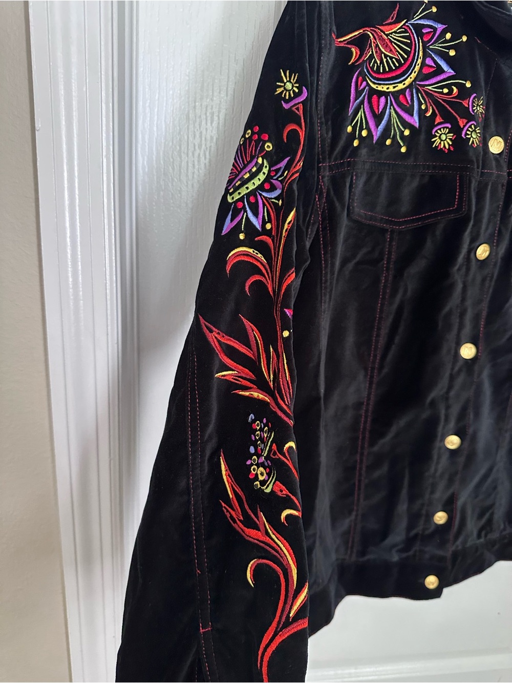 Bob Mackie Embroidered Jacket Black Multicolour Multiple colors size  L - Picture 7 of 13
